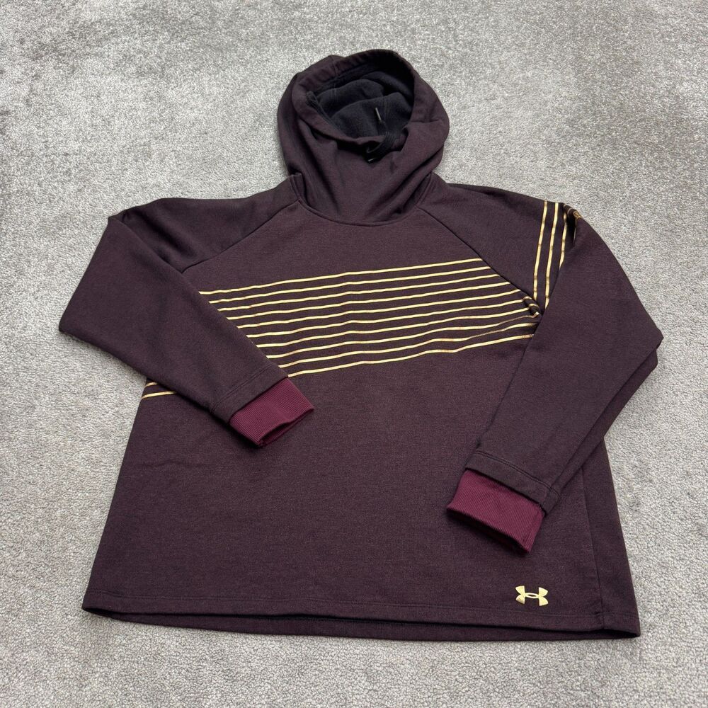 Under Armour Threadborne Funnel Neck Hoodie Pullover Sweatshirt Womens XL Maroon